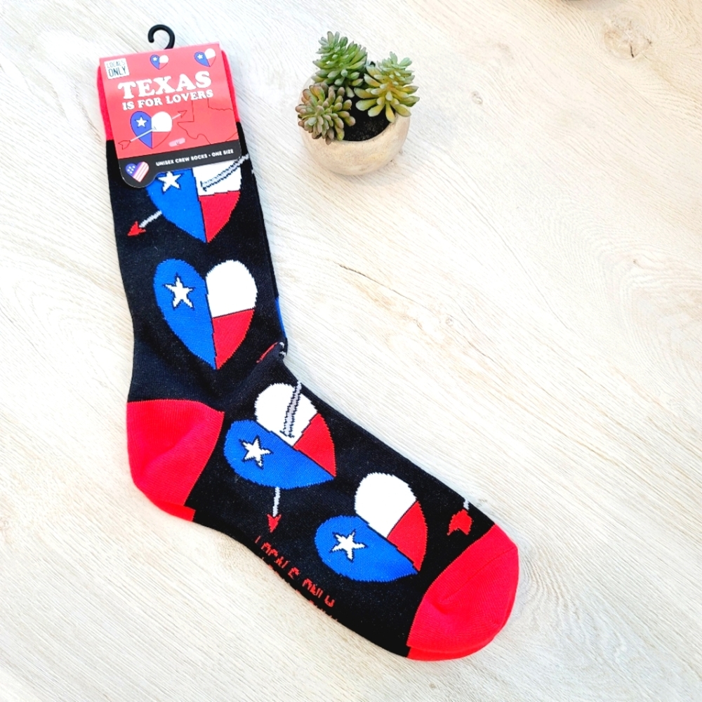 💕 NWT Locals Only Unisex Crew Socks Texas Lovers OS